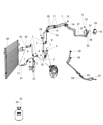 2017 Dodge Journey Cap-A/C Charge Valve Diagram for 68295589AA