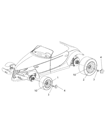 2001 Chrysler Prowler Wheels & Hardware Diagram