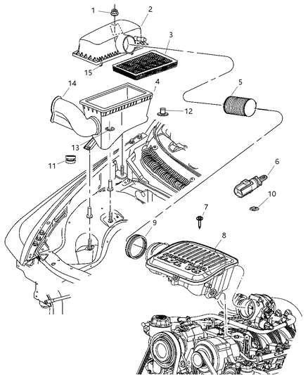 2009 Dodge Dakota Air Cleaner & Related Diagram