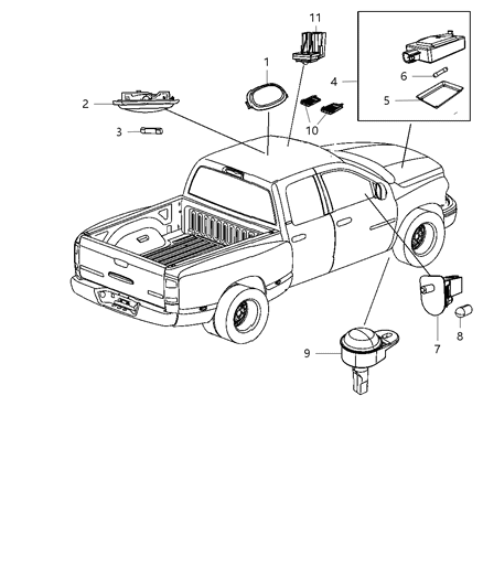 2012 Ram 3500 Pickup Lamps Interior & Courtesy Diagram