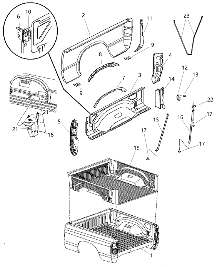 2008 Dodge Ram 1500 Panel-Box Side Diagram for 55276372AC