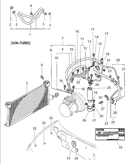 1997 Chrysler Sebring Condenser, Plumbing And Hoses Diagram 1