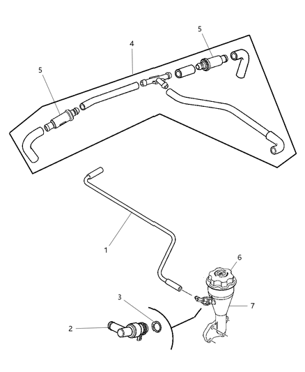 2006 Dodge Dakota Hose-CRANKCASE Vent Diagram for 53032836AB