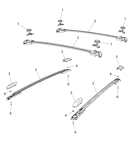 2019 Dodge Journey Roof/Luggage Rack Diagram