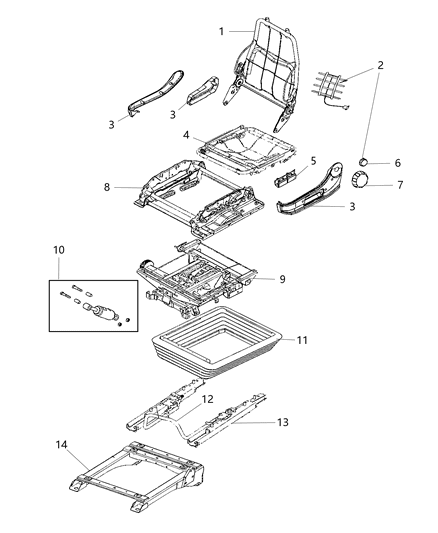 2021 Ram ProMaster 1500 Adjusters, Recliners, Shields And Risers - Driver Seat Diagram 2