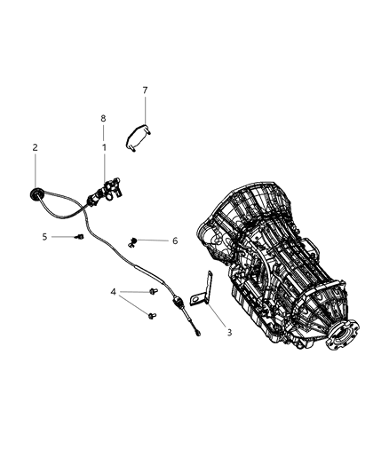 2016 Ram 3500 Gearshift Lever , Cable And Bracket Diagram 2