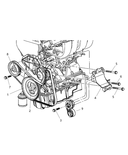 2006 Dodge Grand Caravan Pulley & Related Parts Diagram 1