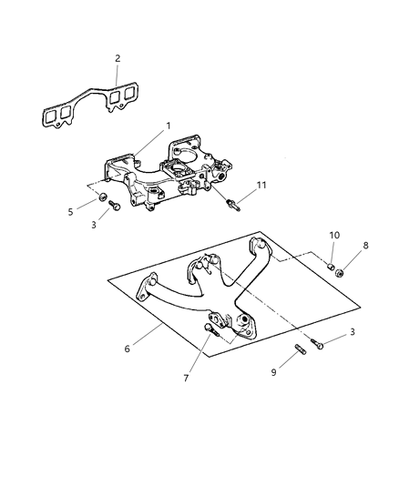 1999 Jeep Wrangler Manifold - Intake & Exhaust Diagram 1