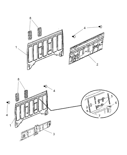 2008 Dodge Dakota REINFMNT-Cab Back Diagram for 55359490AB