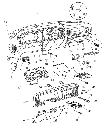 1997 Dodge Ram 2500 Holder-Instrument Panel Diagram for 55115831