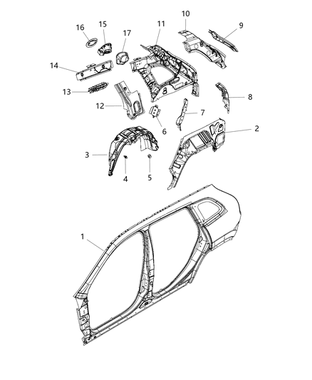 2020 Jeep Cherokee Shield-WHEELHOUSE Diagram for 68287928AD