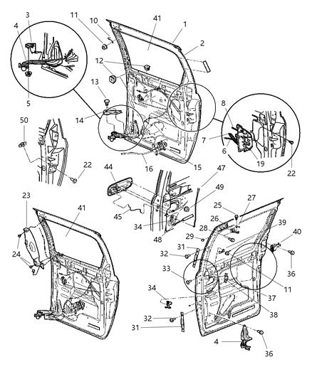 2002 Dodge Grand Caravan Door, Glass & Hardware Diagram