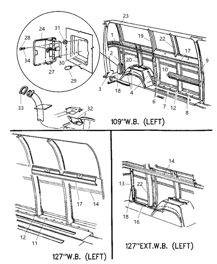 1999 Dodge Ram Van Support-Vent Window Latch Diagram for 4212602AC