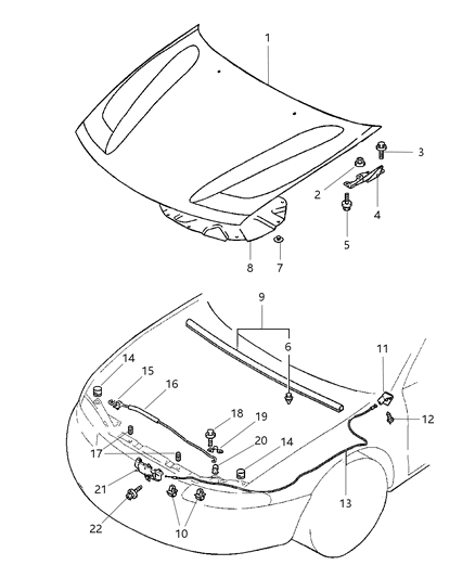 2000 Chrysler Sebring Coupe Hood & Lock Diagram
