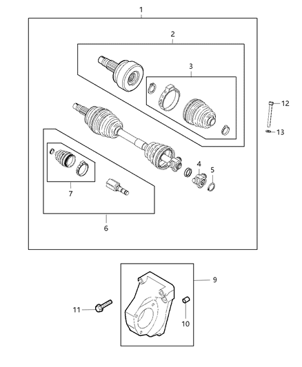 2020 Jeep Renegade Boot Kit-Half Shaft Diagram for 68275021AA