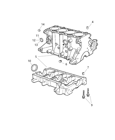 2004 Chrysler PT Cruiser Cylinder Block & Related Parts Diagram 3