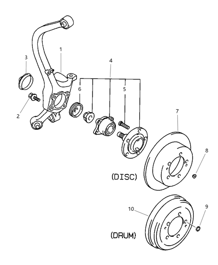 2001 Chrysler Sebring Wheel Hub Diagram for MR455807
