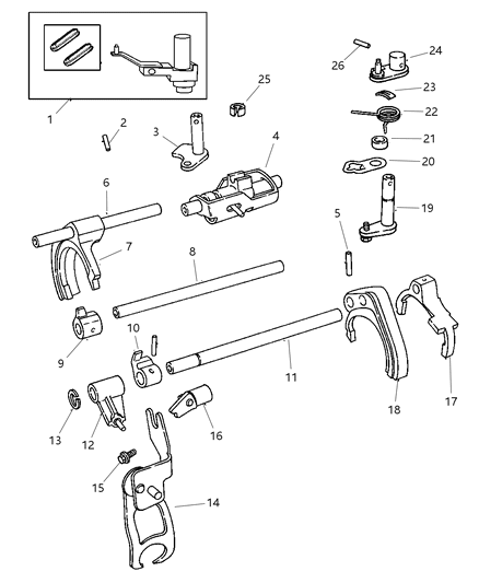 2005 Chrysler PT Cruiser Fork & Rails Diagram 2