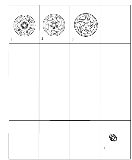 1998 Dodge Avenger Wheels & Hardware Diagram 1