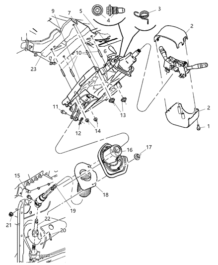 2005 Chrysler Pacifica Column, Steering Upper And Lower Diagram