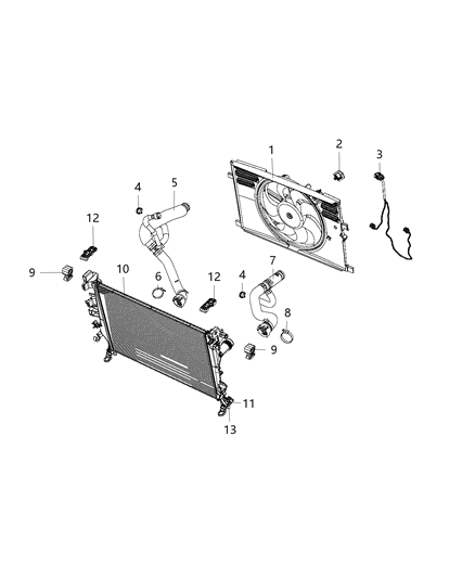 2016 Jeep Renegade Engine Cooling Radiator Diagram for 68256135AA