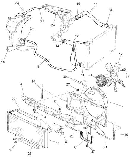 1997 Jeep Cherokee Radiator & Related Parts Diagram 1