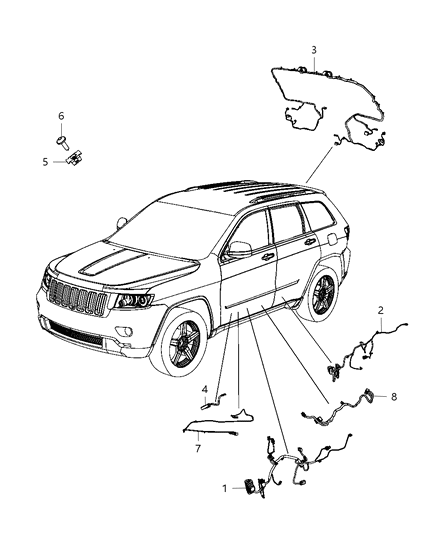 2013 Jeep Grand Cherokee Wiring-Front Door Diagram for 68101230AA