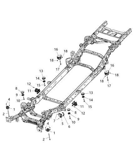 2021 Ram 1500 ISOLATOR-Body Hold Down Diagram for 68481244AA