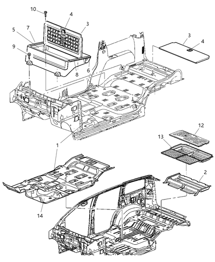 2005 Dodge Durango Carpet-Front Floor Diagram for 5HP86ZJ8AE