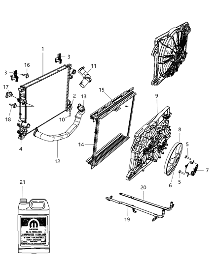 2008 Dodge Challenger Radiator & Related Parts Diagram