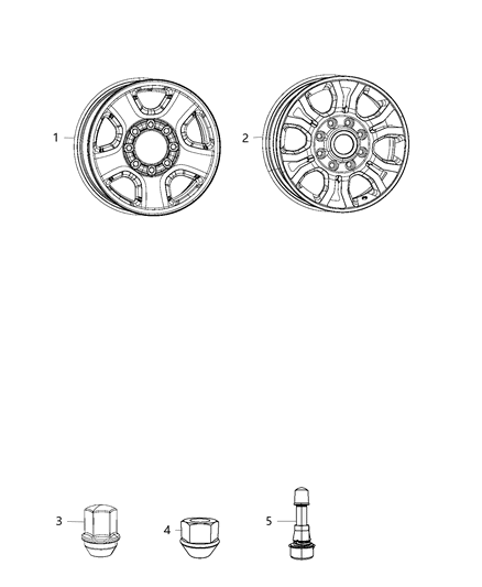 2016 Ram 3500 Cab Chassis(<10K lb.) Wheels & Hardware Diagram