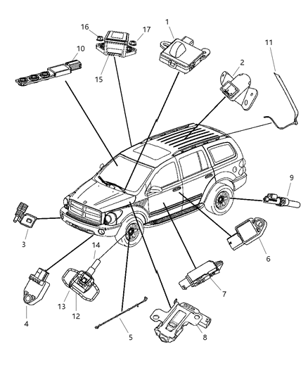 2007 Dodge Durango Sensors Body Diagram