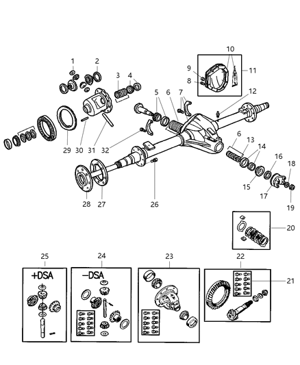 1998 Dodge Ram 2500 Axle, Rear, With Differential Parts Diagram 3