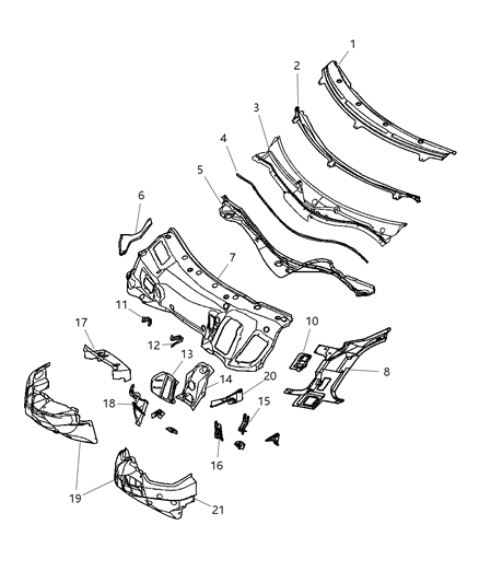 2007 Chrysler Crossfire Cowl & Dash Panel Diagram