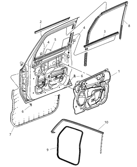 2007 Jeep Commander Shield-Front Door Diagram for 55396679AF