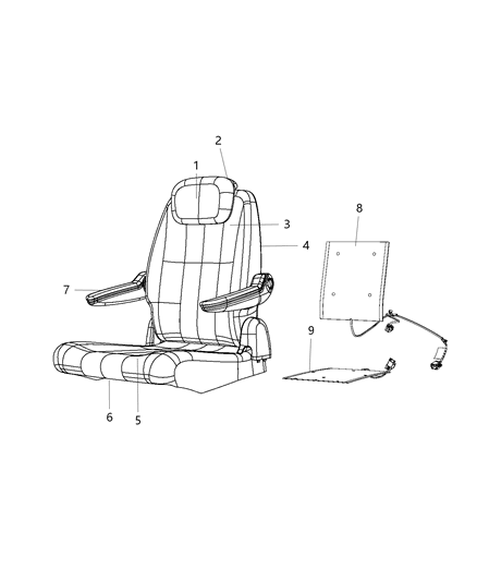 2015 Chrysler Town & Country Rear Seat Cushion Cover Diagram for 5RX55DX9AA