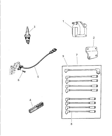1997 Jeep Grand Cherokee Spark Plugs - Cable & Coils Diagram 2
