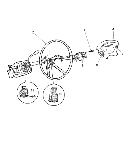 2006 Chrysler Town & Country Driver Air Bag Module Diagram for 1AV151DVAC