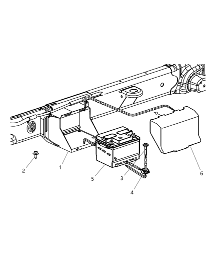 2009 Dodge Durango Battery, Tray, And Support Diagram
