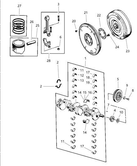 2000 Jeep Grand Cherokee Crankshaft , Piston & Torque Converter Diagram 1