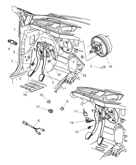 2006 Chrysler PT Cruiser Clutch Pedal Diagram 1