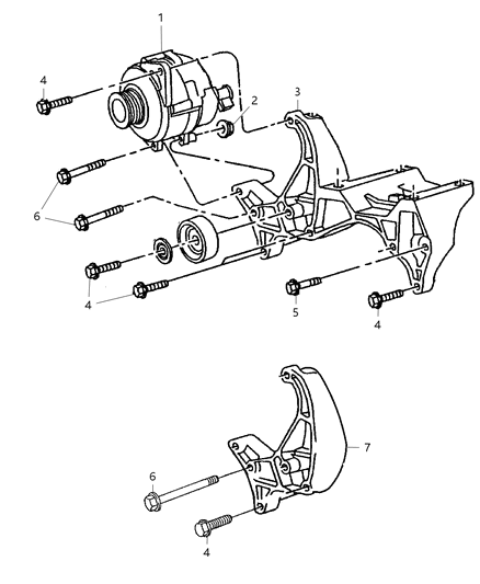 2002 Dodge Ram 3500 Alternator & Mounting Diagram 2