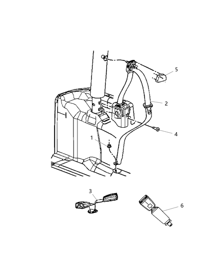 2012 Jeep Wrangler Seat Belt Second Row Diagram 1