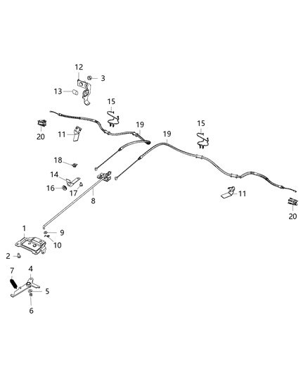 2014 Ram ProMaster 1500 Park Brake Assembly & Cables Diagram