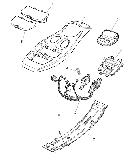 2002 Dodge Durango Console-Overhead Mini Diagram for WE89TL2AA