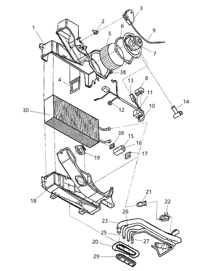 1999 Dodge Ram Van Housing-A/C And Heater Upper Diagram for 55055783AB