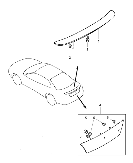 2000 Chrysler Sebring Rear End Structure & Spoiler Diagram