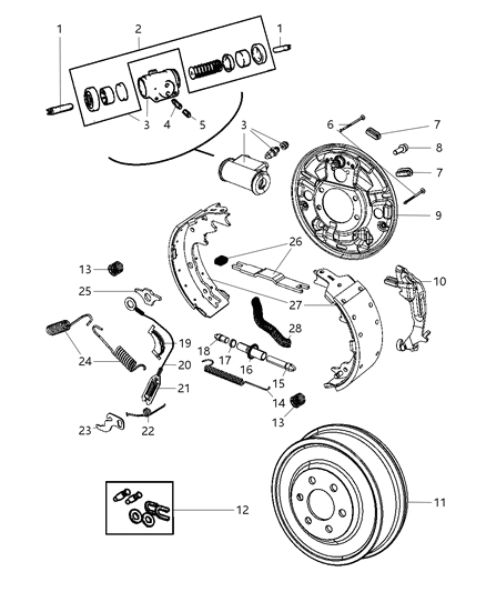 2002 Dodge Dakota Brakes, Rear Diagram 2