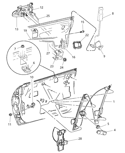 1997 Dodge Neon Door, Front Diagram 4