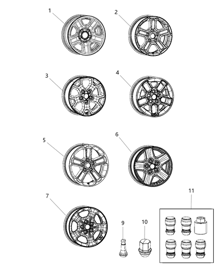2021 Jeep Gladiator Aluminum Wheel Diagram for 6KC86GSAAA
